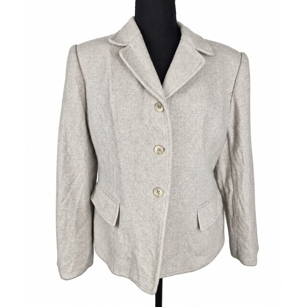 Vintage Jones New York Blazer Wool Angora Tweed Sage 90s Preppy Old Money 14P